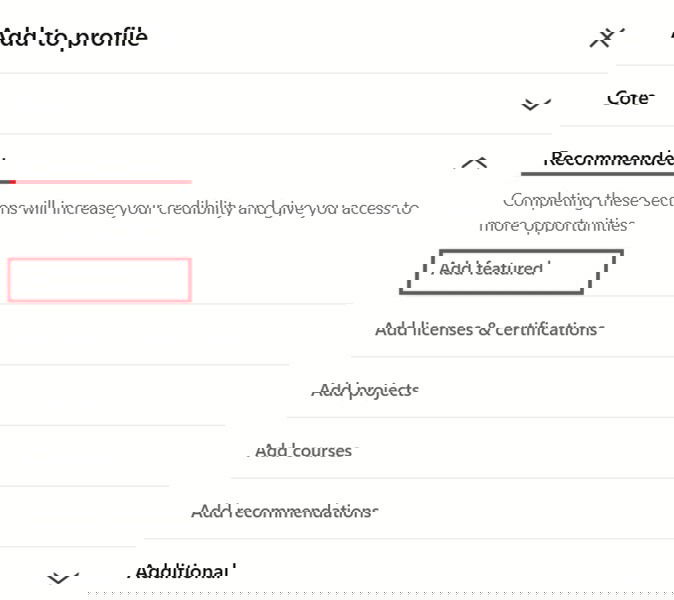 Выбор опции добавления в Рекомендованные на LinkedIn на ПК