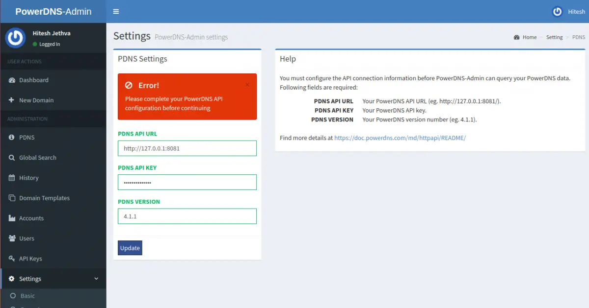 PowerDNS Admin Dashboard