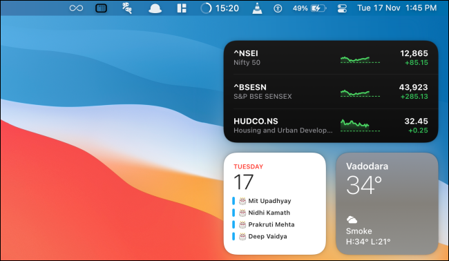 Widget Rearranged on Mac