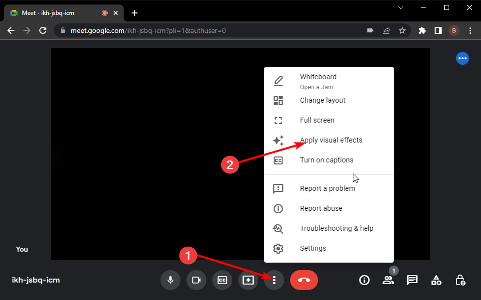 Кнопка «Применить визуальные эффекты» в интерфейсе