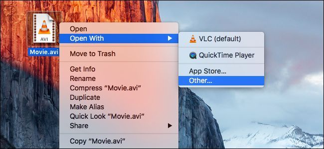 Контекстное меню 'Открыть с помощью — Другие...'