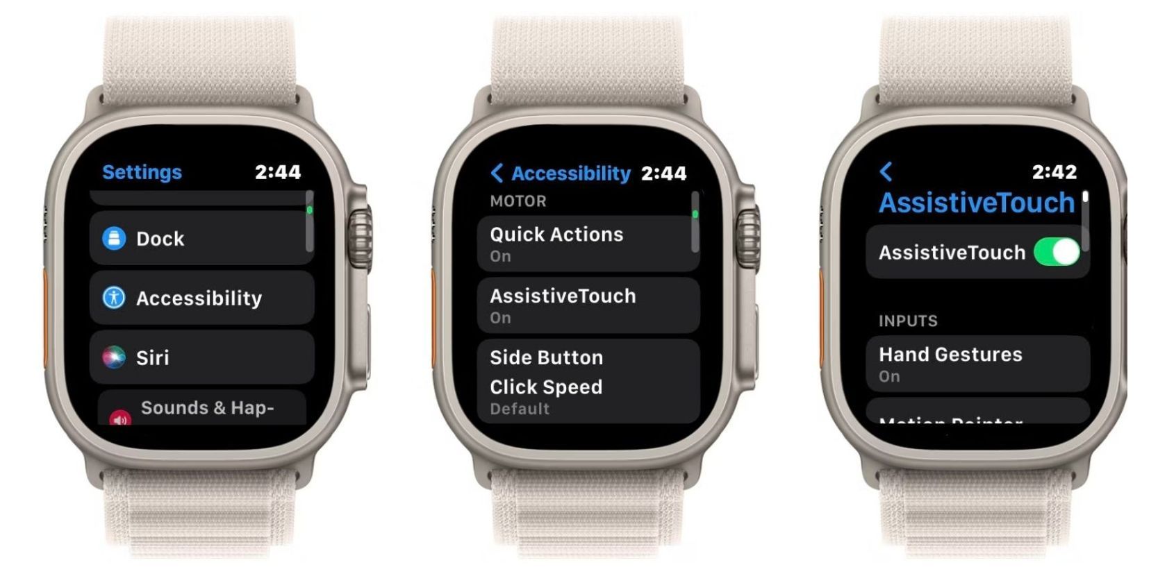 включение AssistiveTouch на Apple Watch