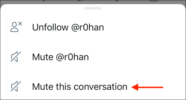 Выберите Отключить уведомления для этого разговора в мобильном меню
