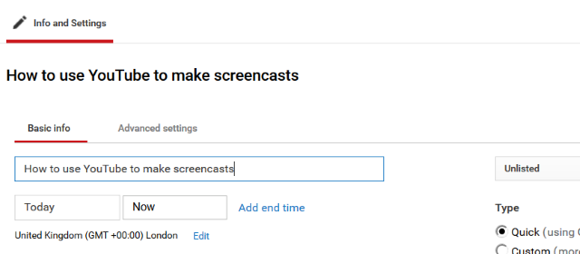 Настройки трансляции YouTube: выбор конфиденциальности