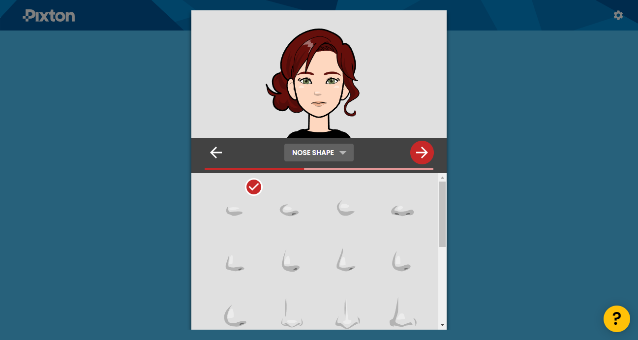 A Screenshot of Pixton's Avatar Creator