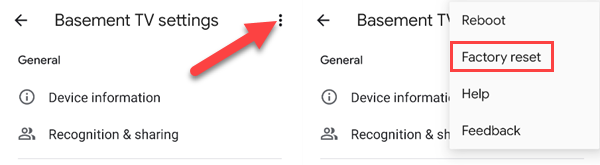 Выберите «Сброс к заводским настройкам» в меню.
