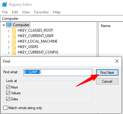 Поиск старого пути в реестре.