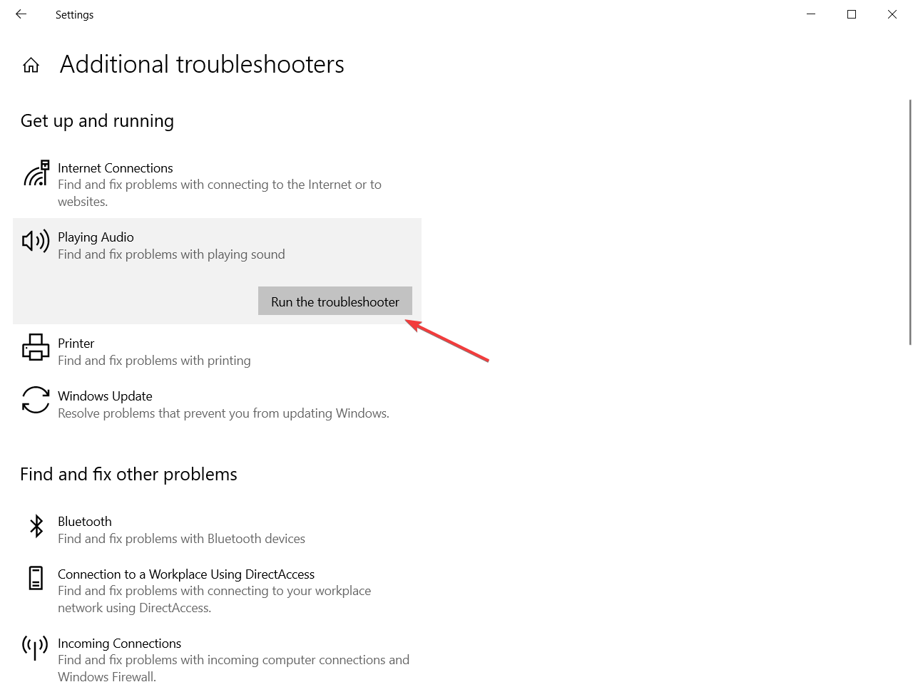 Устранение неполадок Воспроизведение аудио Запуск мастер диагностики