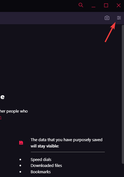 Кнопка «Лёгкая настройка» в Opera GX