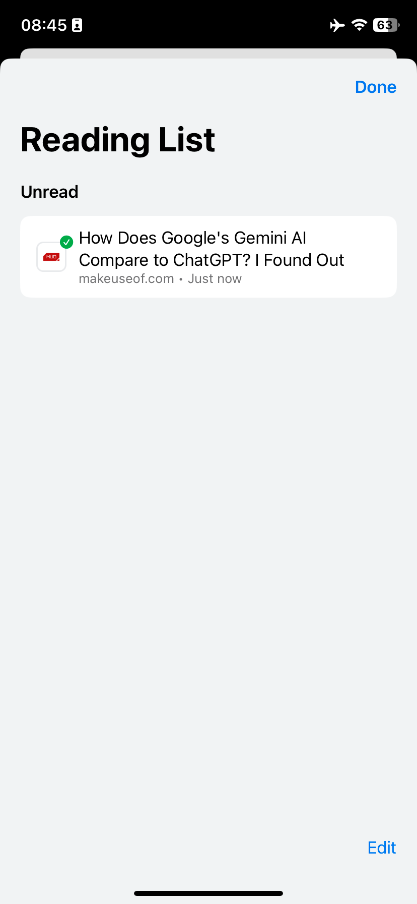 Reading List в Chrome на iOS