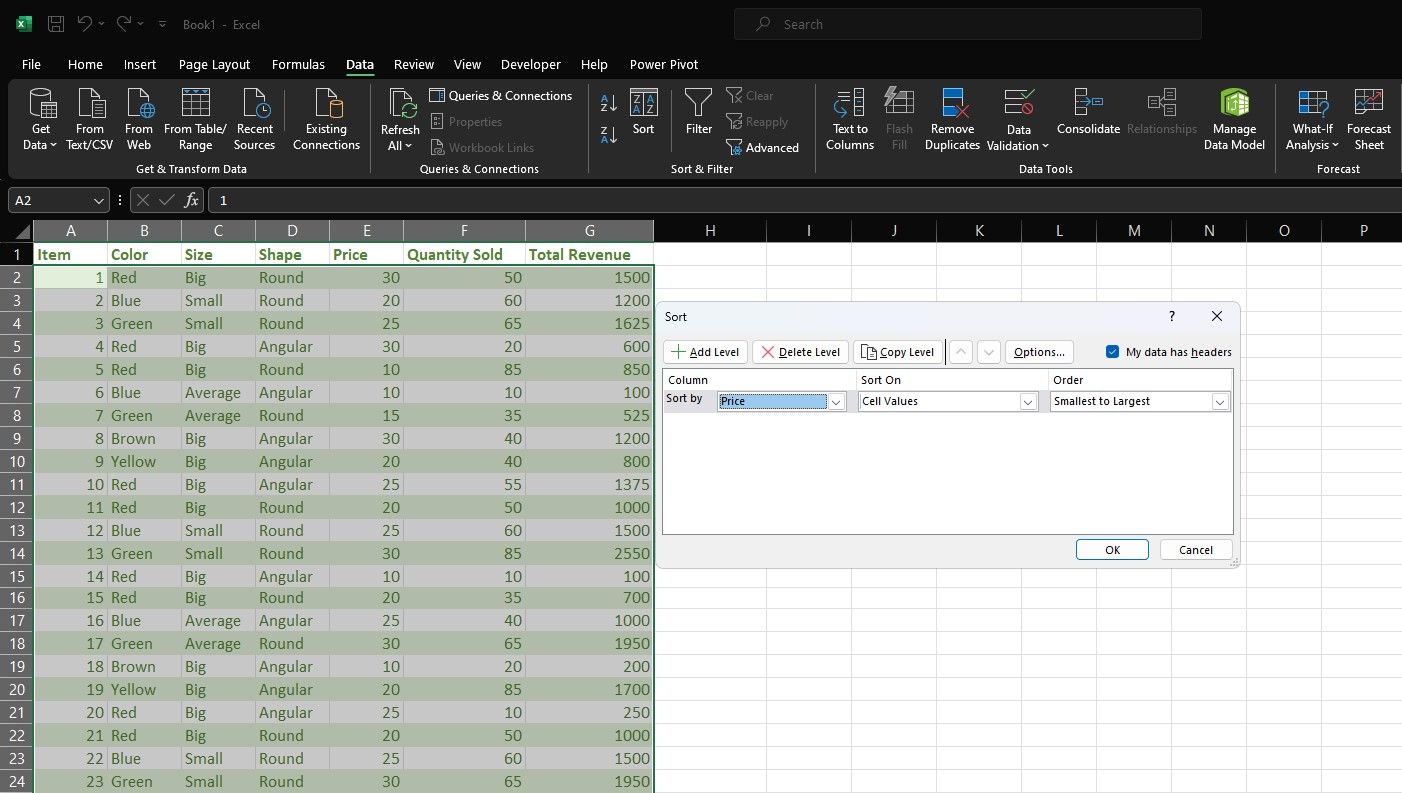 Сортировка строк по столбцу в Excel