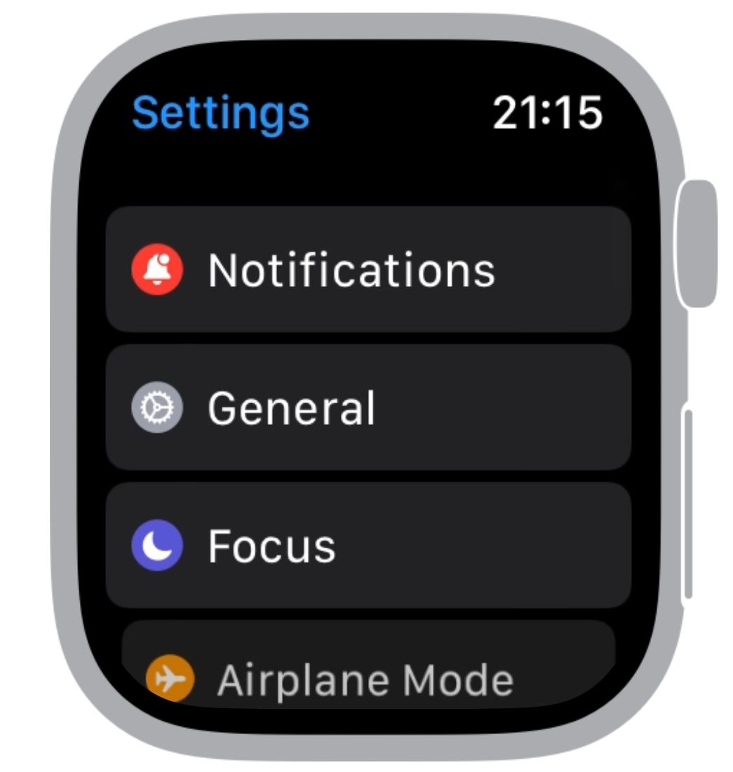 Экран настроек Apple Watch