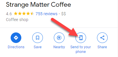 Нажмите «Отправить на телефон» в панели места.