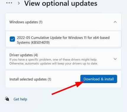 Кнопка 'Download & Install' в 'Windows Update'