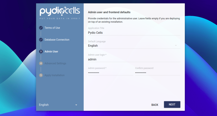 Создание администратора Pydio Cells