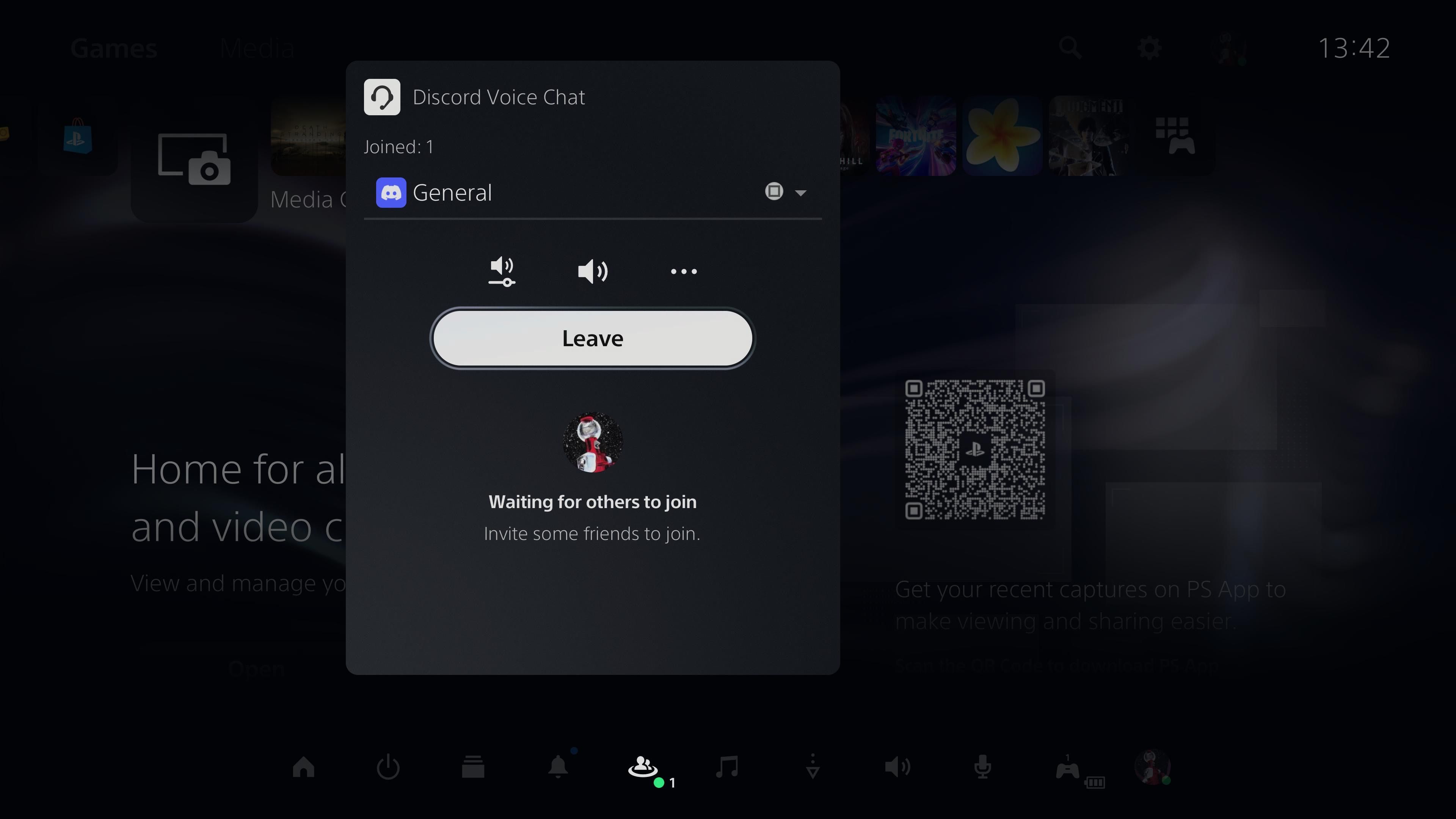 Управление сессией голосового чата Discord на PS5.