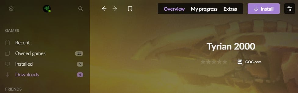 установка игр GOG через лаунчер Galaxy