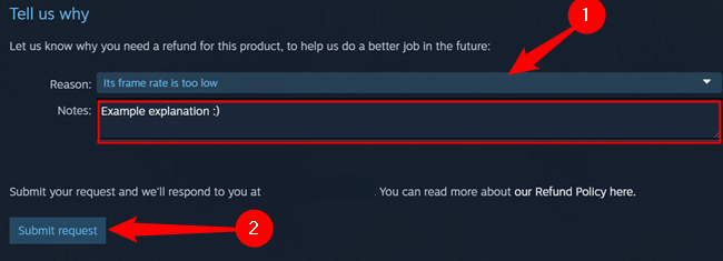 выбор причины и поле для объяснения причины возврата