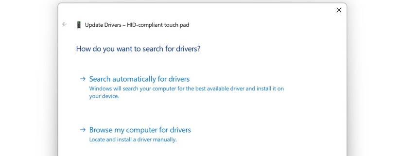 Выбор локального каталога при ручном обновлении драйвера