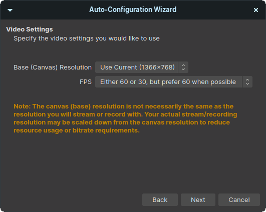 OBS определил разрешение монитора в мастере