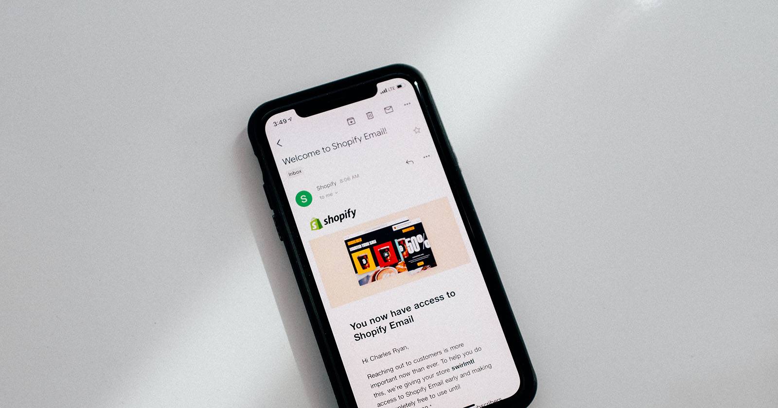 Пример письма Shopify в Gmail