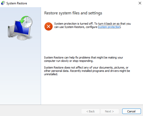 Выполнение восстановления системы (System Restore)