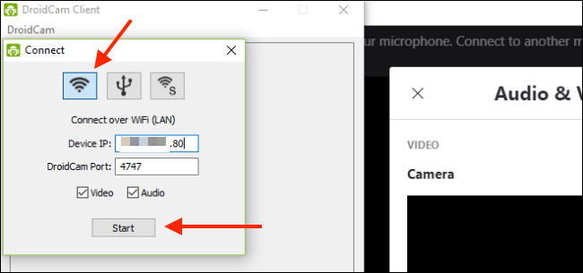 Введите Wi‑Fi IP, чтобы подключить Windows к Android