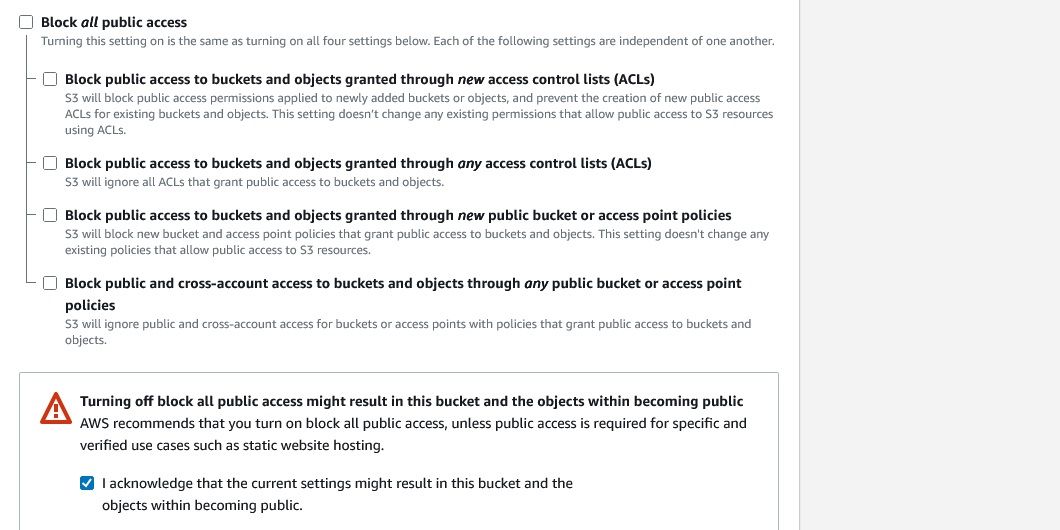 Опция публичного доступа к бакету