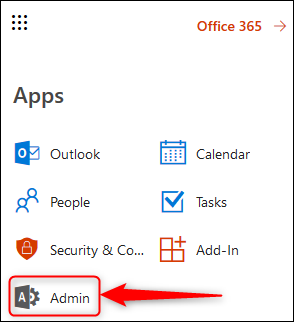 Плитка «Администрирование» в запуске приложений Office 365