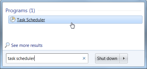 Запуск планировщика заданий Windows — меню Пуск