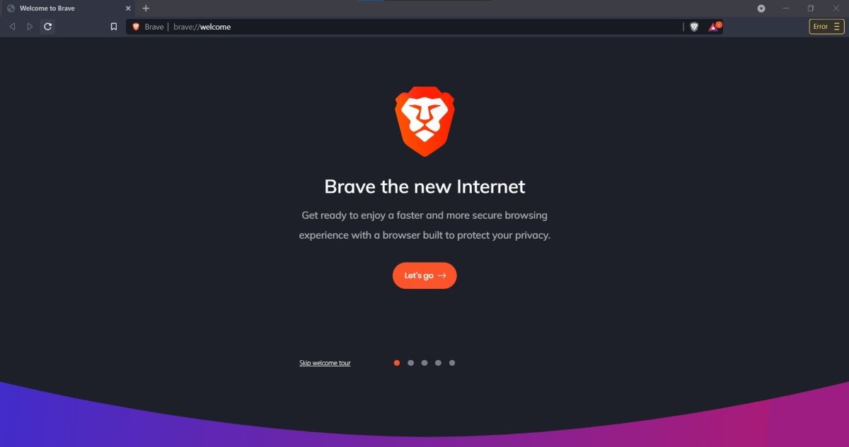 Интерфейс Brave с логотипом BAT в правом верхнем углу для доступа к Rewards.