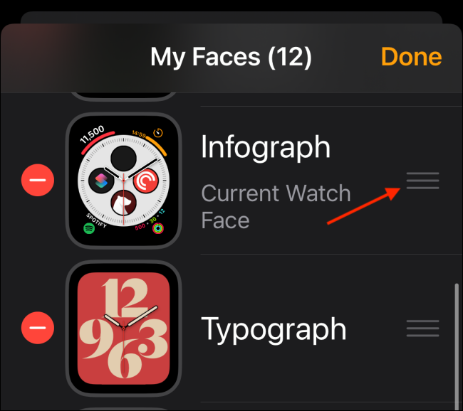 Grab the Handle Next to Watch Face You Want to Move