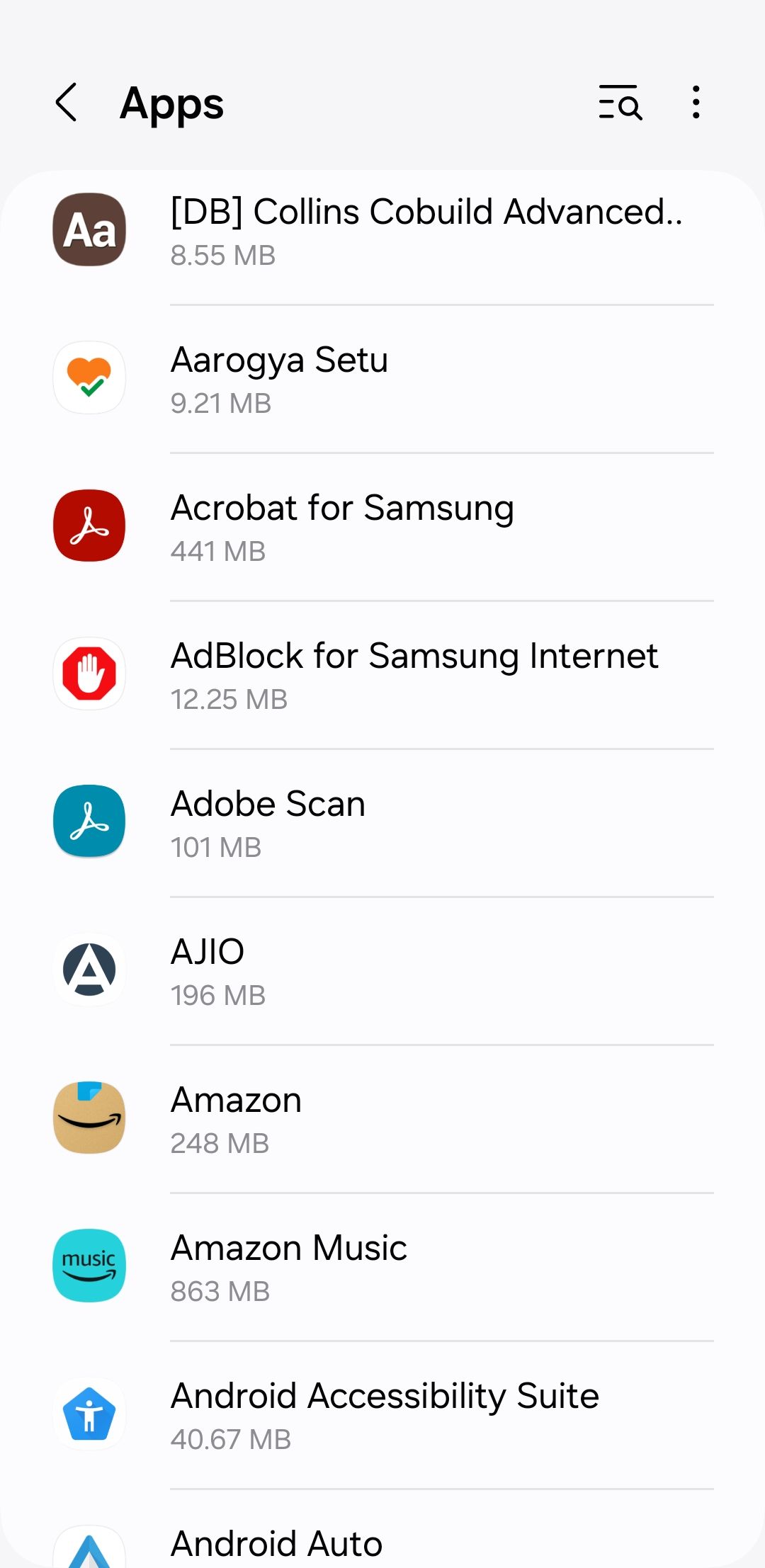 Список приложений в Android