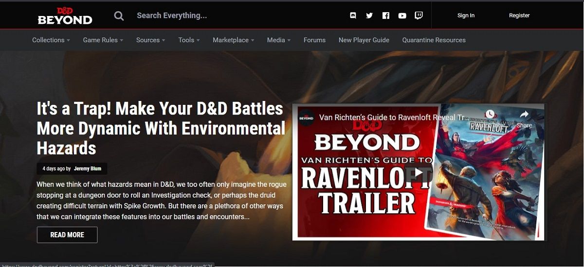 Форма регистрации D&D Beyond