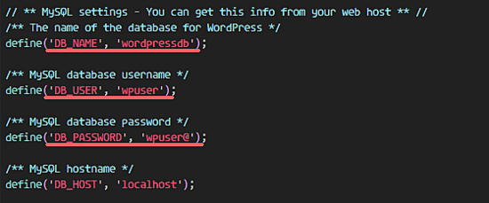 Редактирование wp-config.php