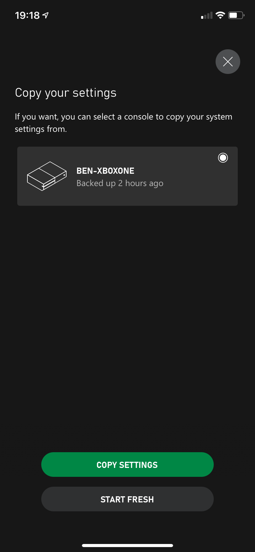 Импорт настроек с другой консоли