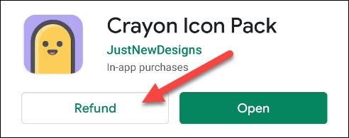 Кнопка «Возврат» в интерфейсе Google Play