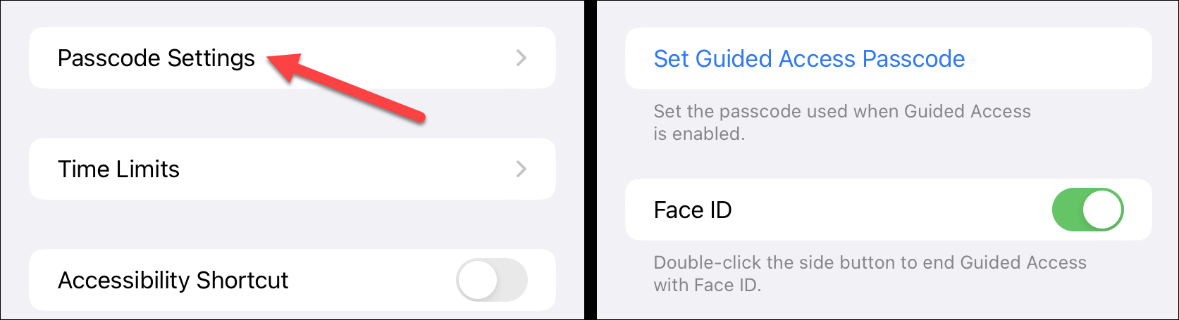 Edit the passcode settings.