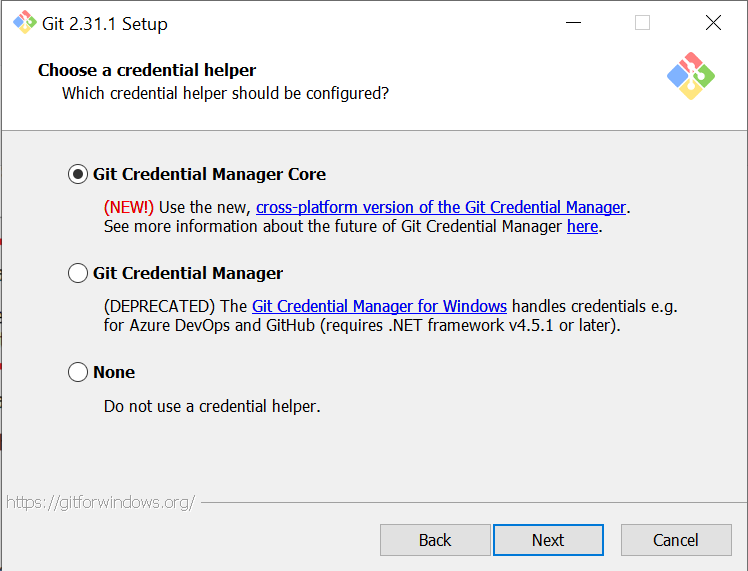 Выбор помощника учётных данных