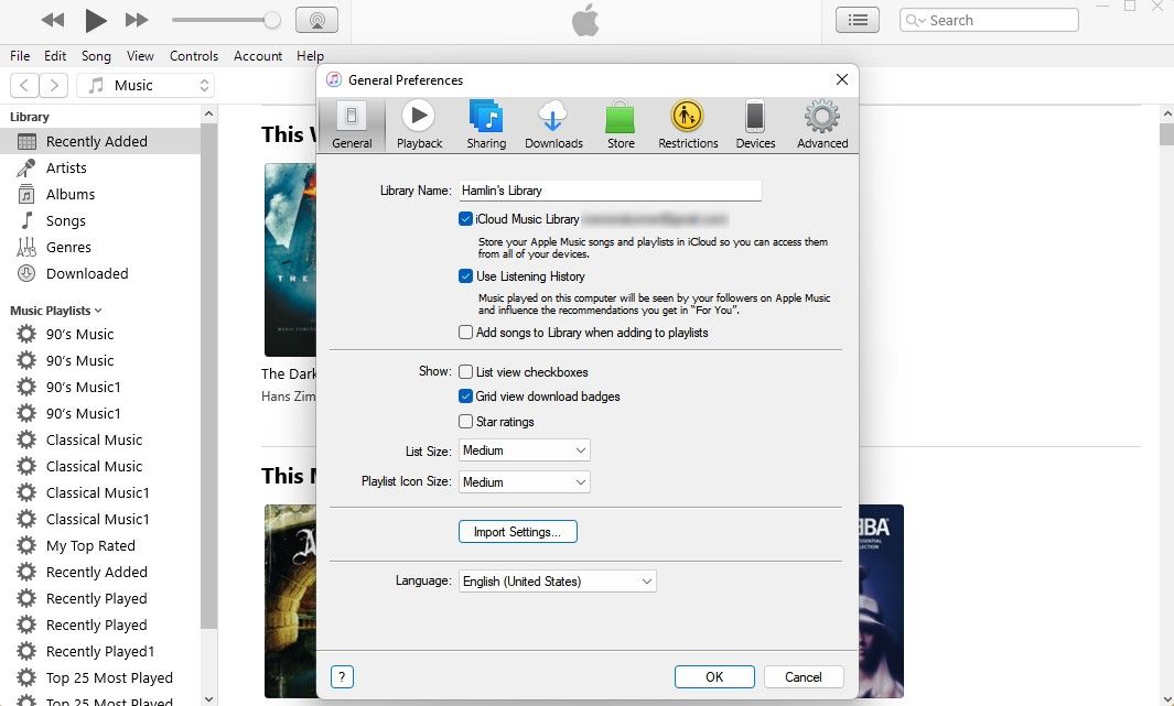 Опция iCloud Music Library в iTunes на Windows