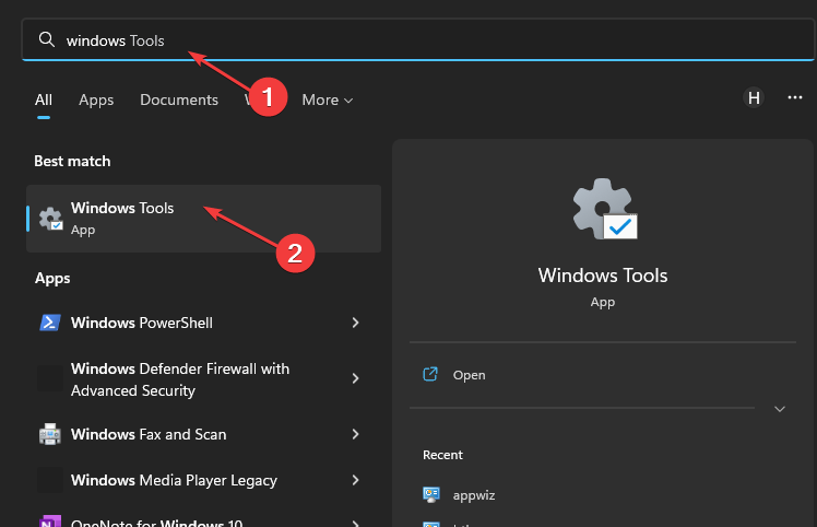 Пункт Windows Tools в меню Пуск