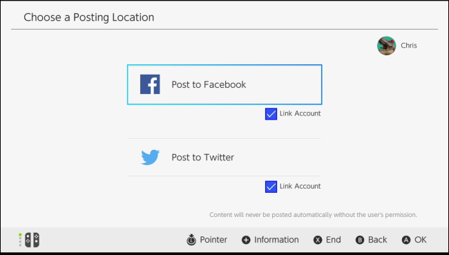 Экран выбора социальной сети и комментария перед публикацией