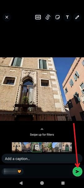 Отправка изображений после редактирования в Google Фото через WhatsApp.