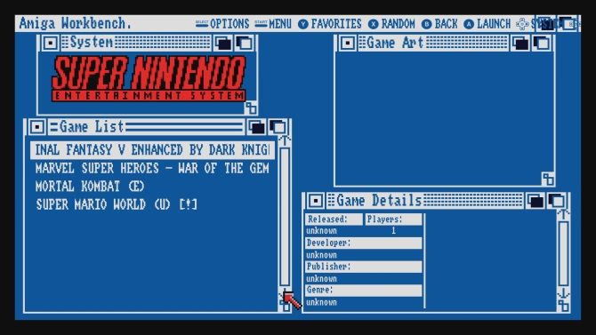 Amiga тема для RetroPie с крупным фоном