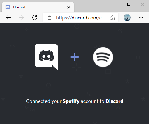 Подтверждение подключения Spotify к Discord в окне браузера