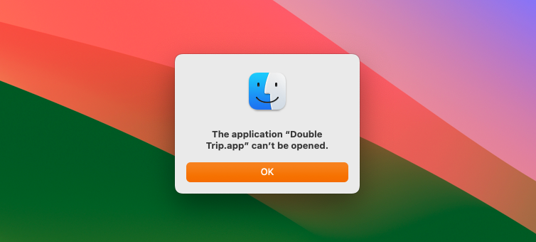 Сообщение об ошибке macOS: «Приложение Double Trip.app не может быть открыто.»