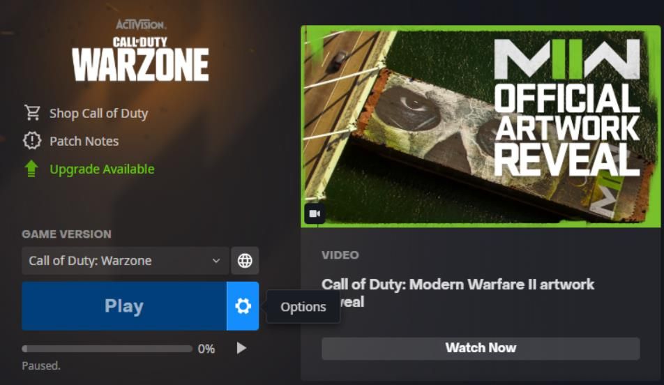 The Options button 