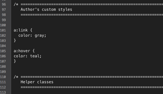 Пример: кастомные стили в main.css, выделение ссылок