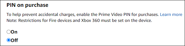 Экран настройки PIN для покупок и ограниченного контента.