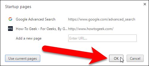 Подтверждение списка страниц в Chrome